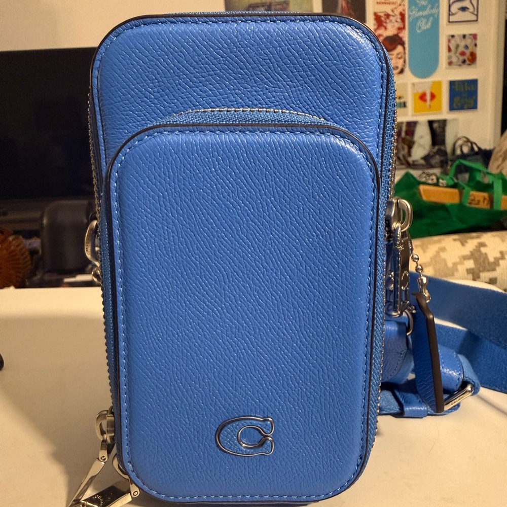 Coach Vibrant Blue Phone Crossbody Bag NWOT